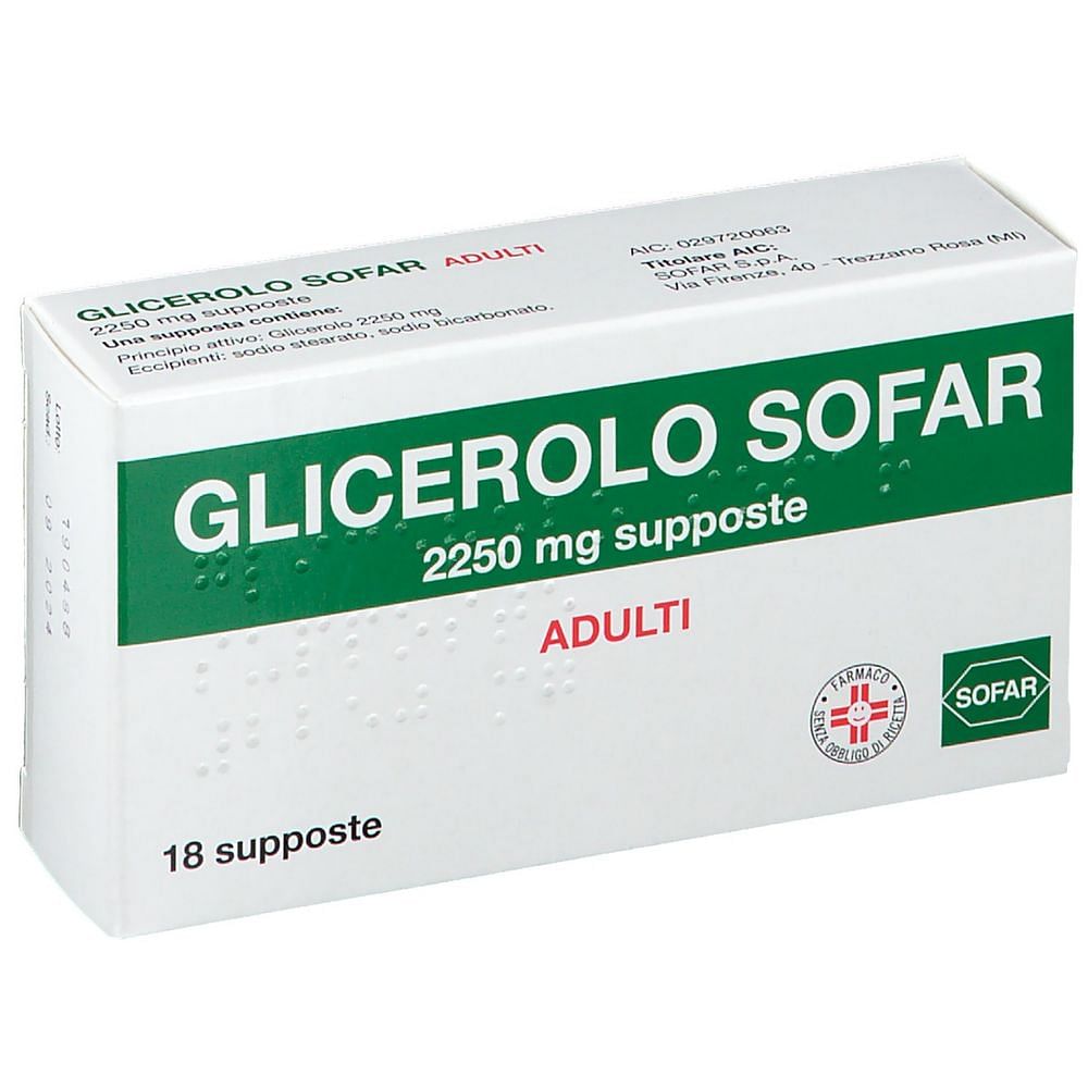 Glicerolo (Sofar) Ad 18 Supposte 2.250 Mg