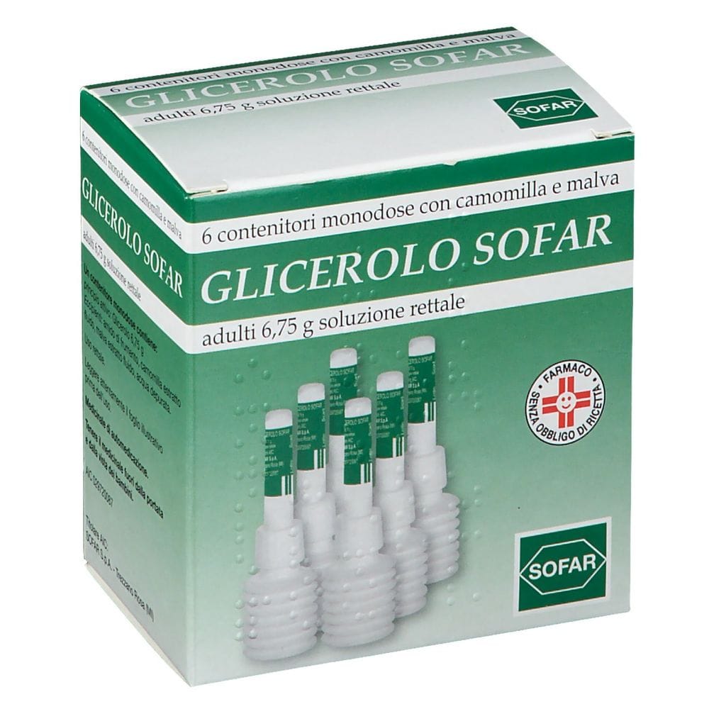 GLICEROLO (SOFAR) AD 6 contenitori monodose 6,75 g soluzione rettale con camomilla e malva
