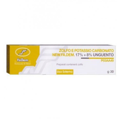 ZOLFO E POTASSIO CARBONATO (NEW FA.DEM.) unguento dermatologico 30 g 17%+ 8%