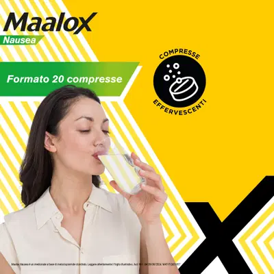 Maalox Nausea, trattamento della nausea, 20 cpr effervescenti Maalox Nausea, trattamento della nausea, 20 cpr effervescenti