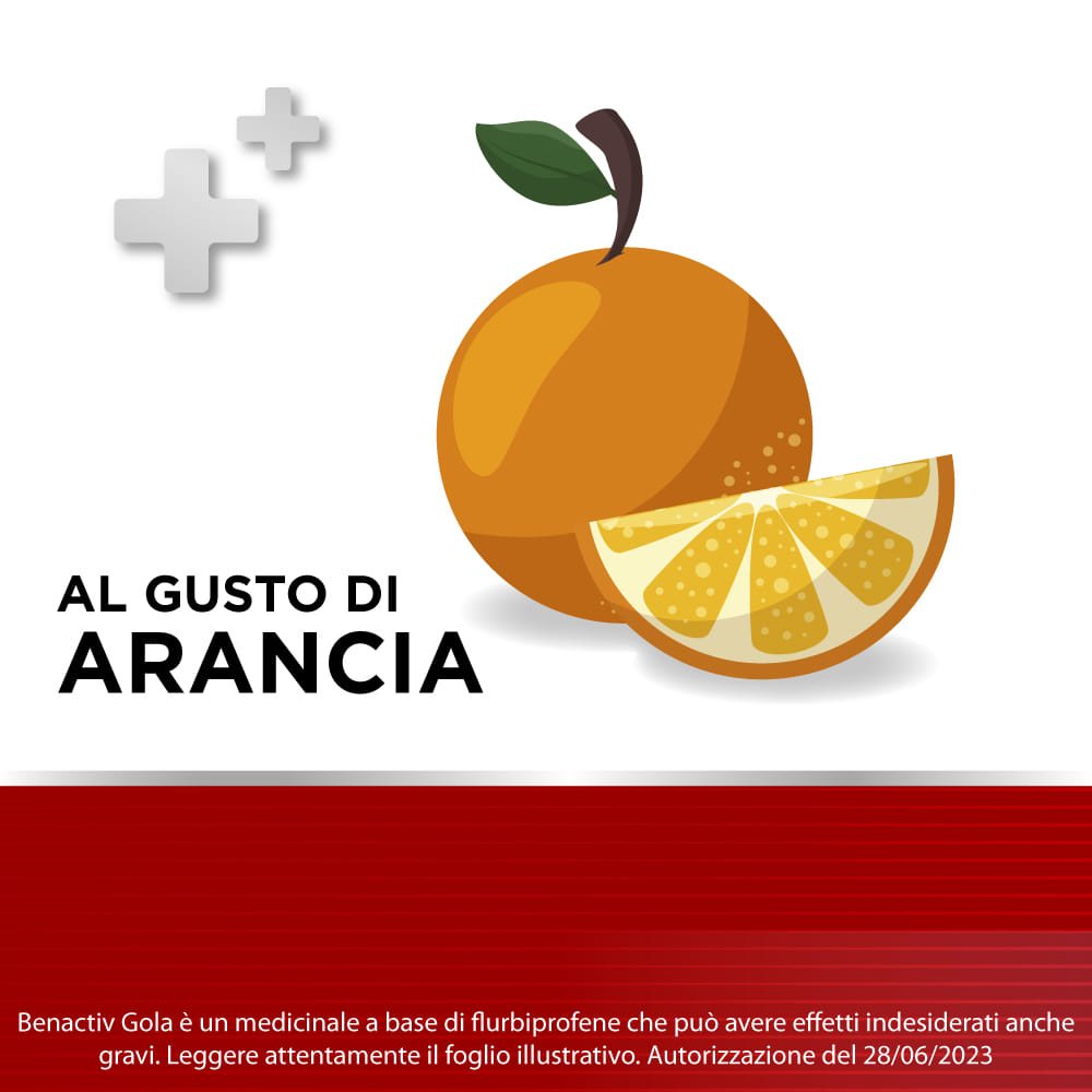 BENACTIV GOLA 16 PAST. ARANCIA S/Z pastiglie mal di gola 