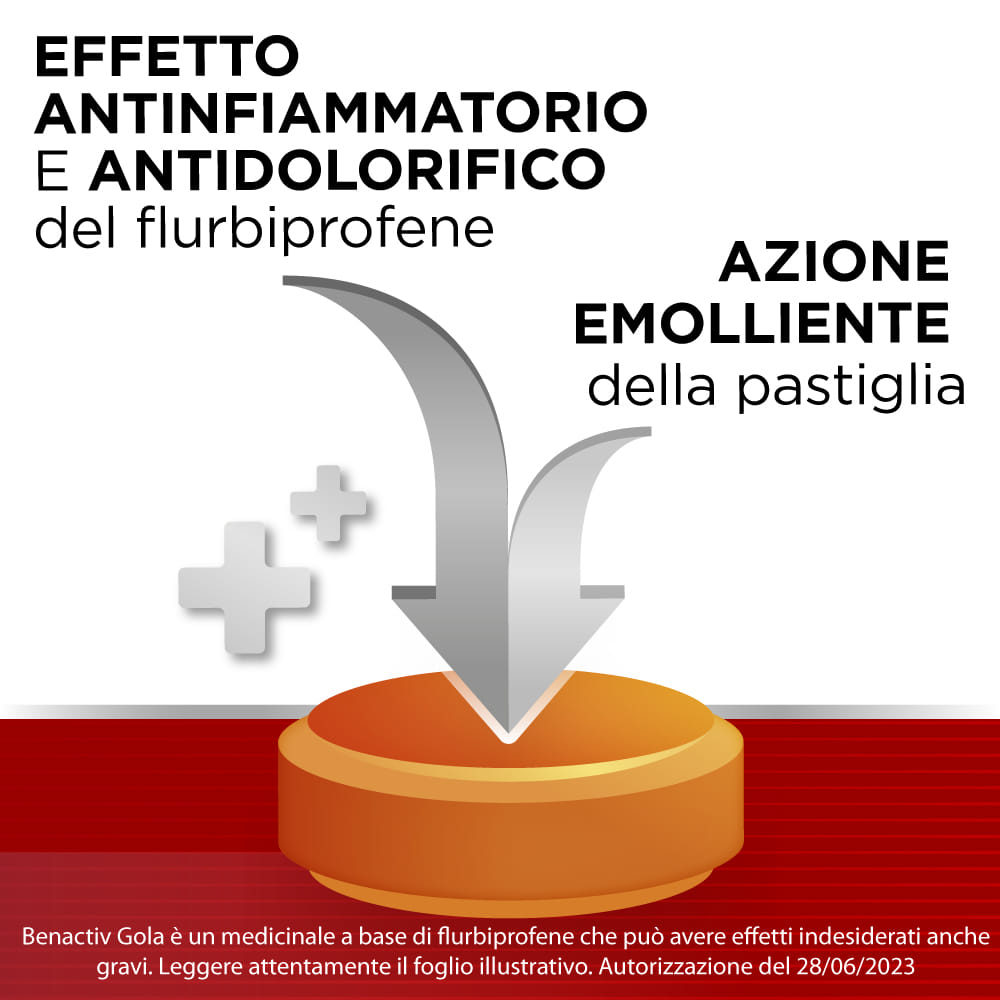 BENACTIV GOLA 16 PAST. ARANCIA S/Z pastiglie mal di gola 