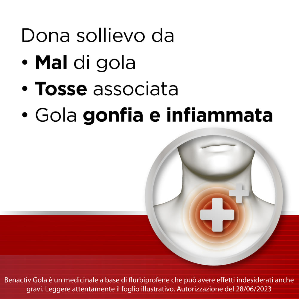 BENACTIV GOLA 16 PAST. ARANCIA S/Z pastiglie mal di gola 