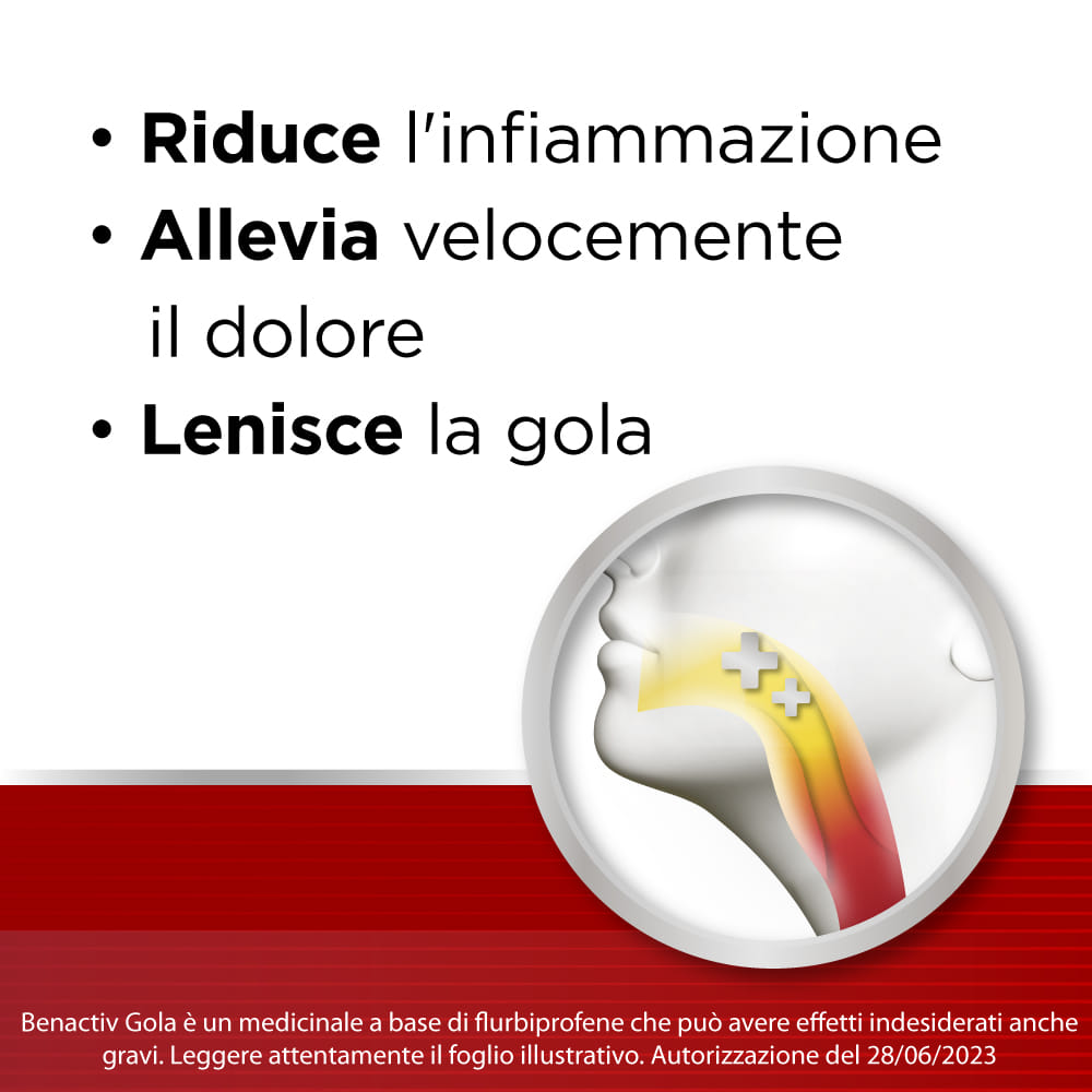 BENACTIV GOLA 16 PAST. ARANCIA S/Z pastiglie mal di gola 