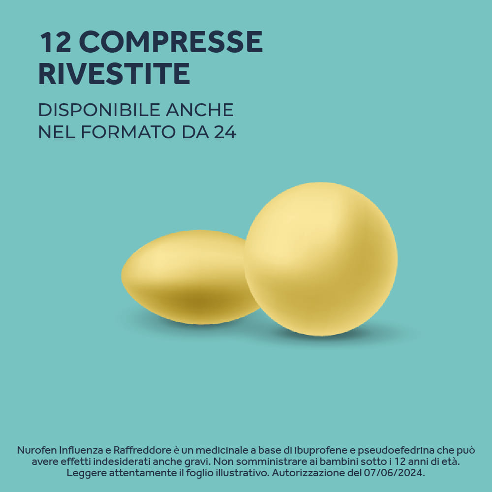 NUROFEN NUROFEN INFLUENZA E RAFFREDDORE 12 compresse rivestite 200 mg + 30 mg