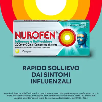 NUROFEN NUROFEN INFLUENZA E RAFFREDDORE 12 compresse rivestite 200 mg + 30 mg NUROFEN NUROFEN INFLUENZA E RAFFREDDORE 12 compresse rivestite 200 mg + 30 mg
