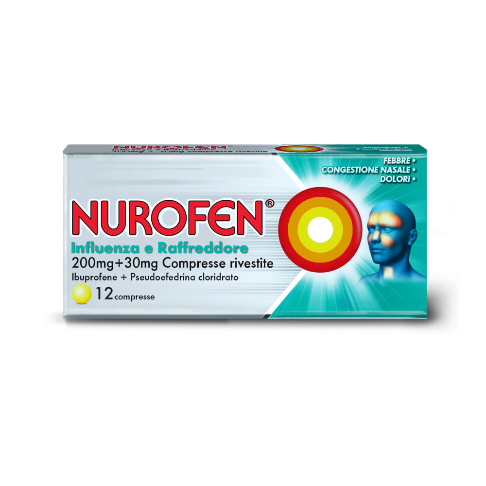 NUROFEN INFLUENZA E RAFFREDDORE 12 CPR antinfiammatorio e antidolorifico contro influenza, raffreddore, febbre e mal di testa