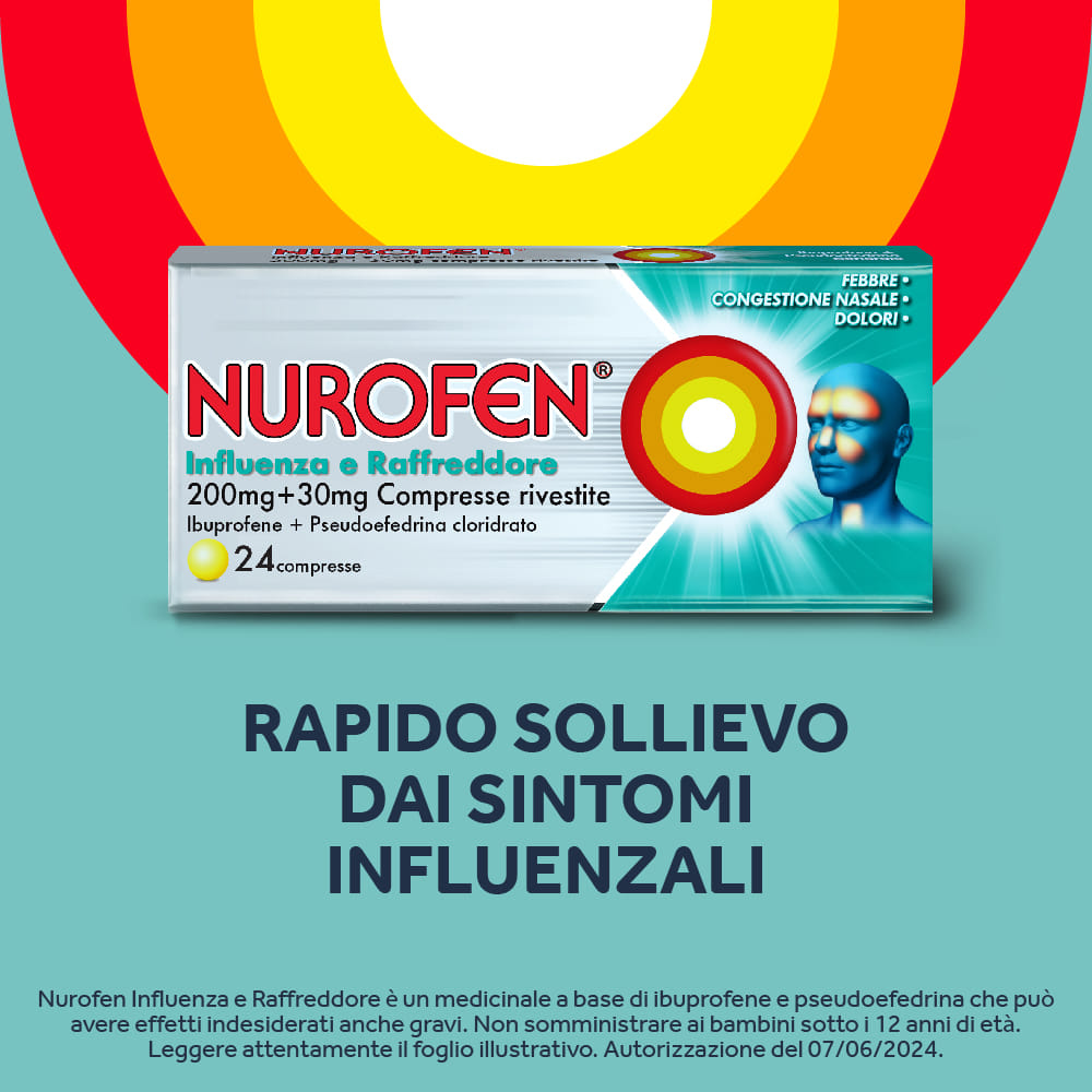 NUROFEN INFLUENZA E RAFFREDDORE 24 compresse rivestite 200 mg + 30 mg