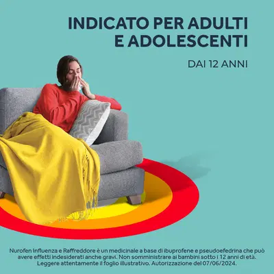 NUROFEN INFLUENZA E RAFFREDDORE 24 compresse rivestite 200 mg + 30 mg NUROFEN INFLUENZA E RAFFREDDORE 24 compresse rivestite 200 mg + 30 mg
