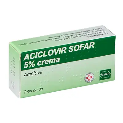 ACICLOVIR (SOFAR) crema dermatologica 3 g 5% ACICLOVIR (SOFAR) crema dermatologica 3 g 5%