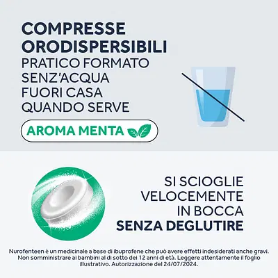 NUROFENTEEN 12 compresse orodispersibili 200 mg menta NUROFENTEEN 12 compresse orodispersibili 200 mg menta