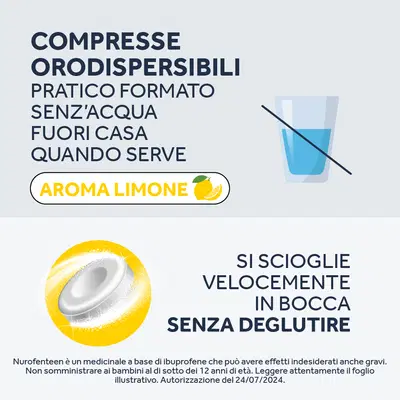 NUROFENTEEN 12 compresse orodispersibili 200 mg limone NUROFENTEEN 12 compresse orodispersibili 200 mg limone