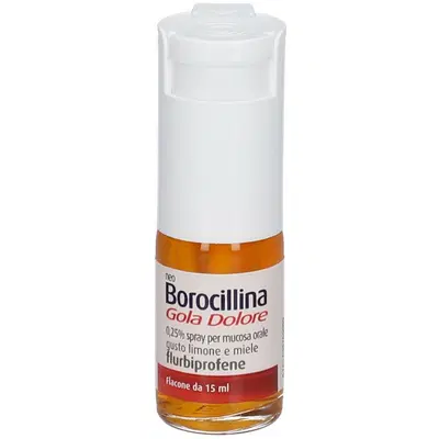 NEOBOROCILLINA GOLA DOLORE 1 flaconcino spray mucosa orale 15 ml 0,25% limone e miele NEOBOROCILLINA GOLA DOLORE 1 flaconcino spray mucosa orale 15 ml 0,25% limone e miele