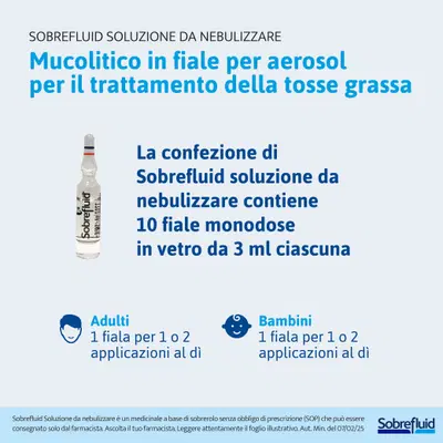 SOBREFLUID soluzione nebulizzata 10 fiale 40 mg 3 ml SOBREFLUID soluzione nebulizzata 10 fiale 40 mg 3 ml