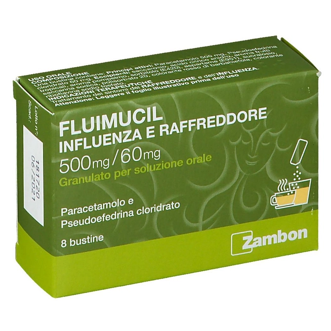 Fluimucil Influenza E Raffreddore Os 8 Bustine 500 Mg + 60 Mg