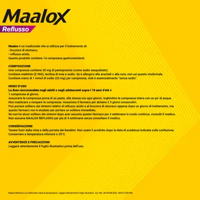 Maalox Reflusso, contro reflusso acido, 14 compresse Maalox Reflusso, contro reflusso acido, 14 compresse