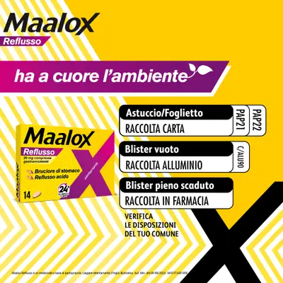 Maalox Reflusso, contro reflusso acido, 14 compresse Maalox Reflusso, contro reflusso acido, 14 compresse