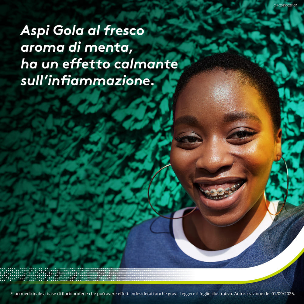 Aspi Gola Spray Antinfiammatorio per Gola Infiammata, Faringite e Mal di gola con Flurbiprofene, Flacone 15ml