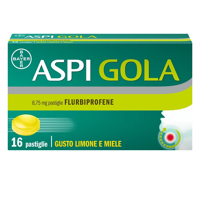 Aspi Gola Caramelle Antinfiammatorio Per Gola Infiammata E Mal Di Gola, 16 Pastiglie Limone/Miele