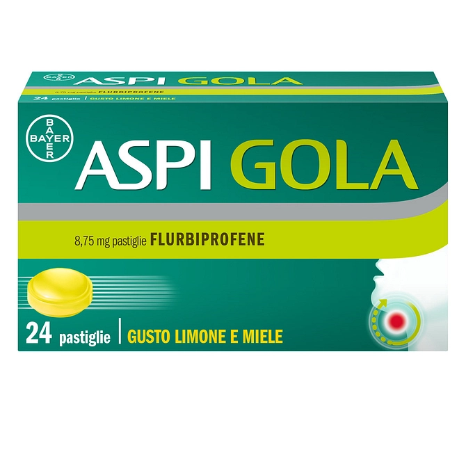 Aspi Gola Caramelle Antinfiammatorio Per Gola Infiammata E Mal Di Gola, 24 Pastiglie Limone/Miele