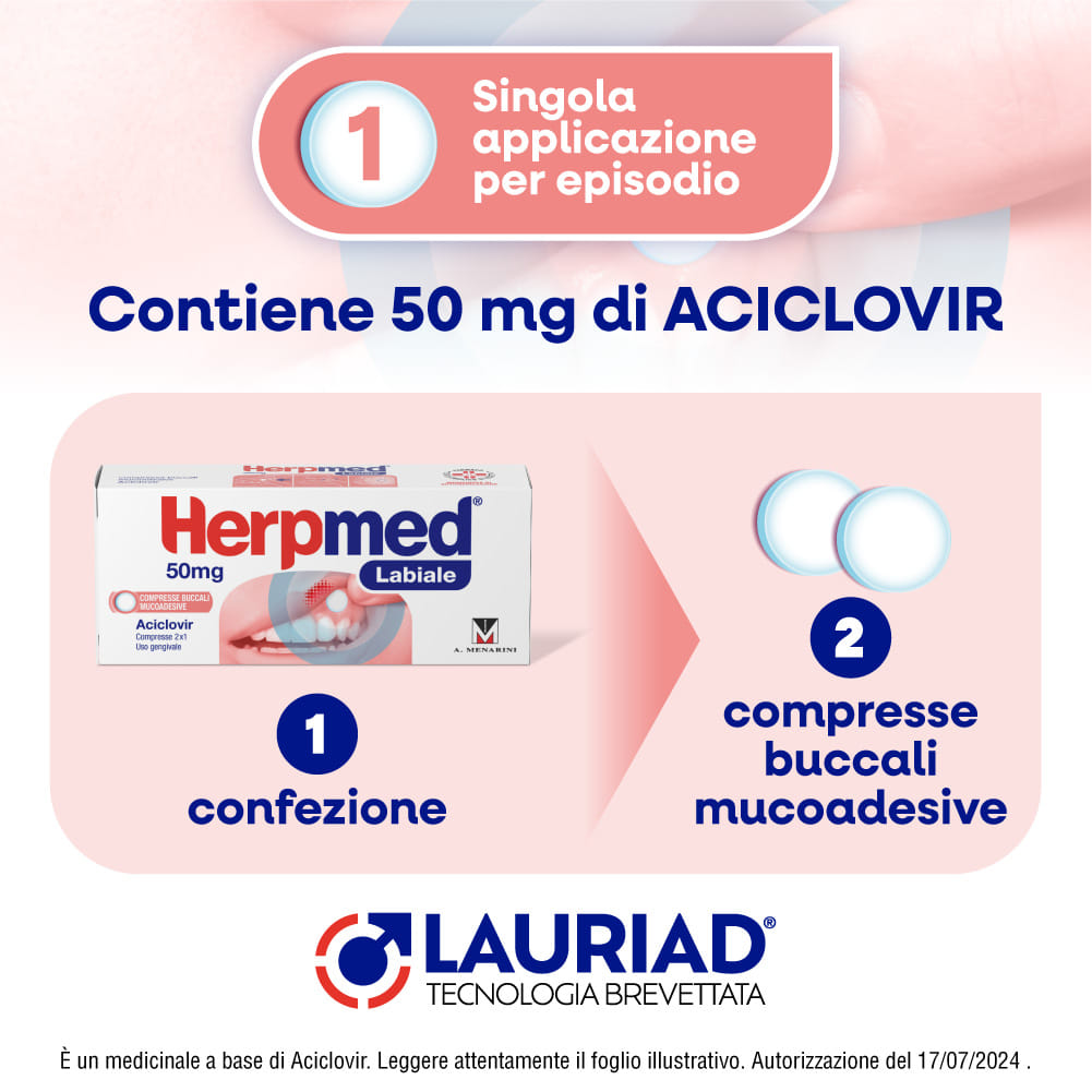 HERPMED LABIALE*2CPR BUCC 50MG
