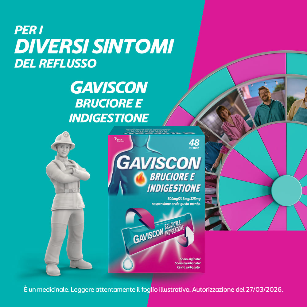 GAVISCON  BRUCIORE&INDIGESTIONE 48 BUSTINE 10ML contro sintomi del reflusso gastroesofageo, indigestione, bruciore e acidità di stomaco 