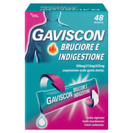 GAVISCON  BRUCIORE E INDIGESTIONE 48 BUSTINE 10ML contro sintomi del reflusso gastroesofageo, indigestione, bruciore e acidità di stomaco 