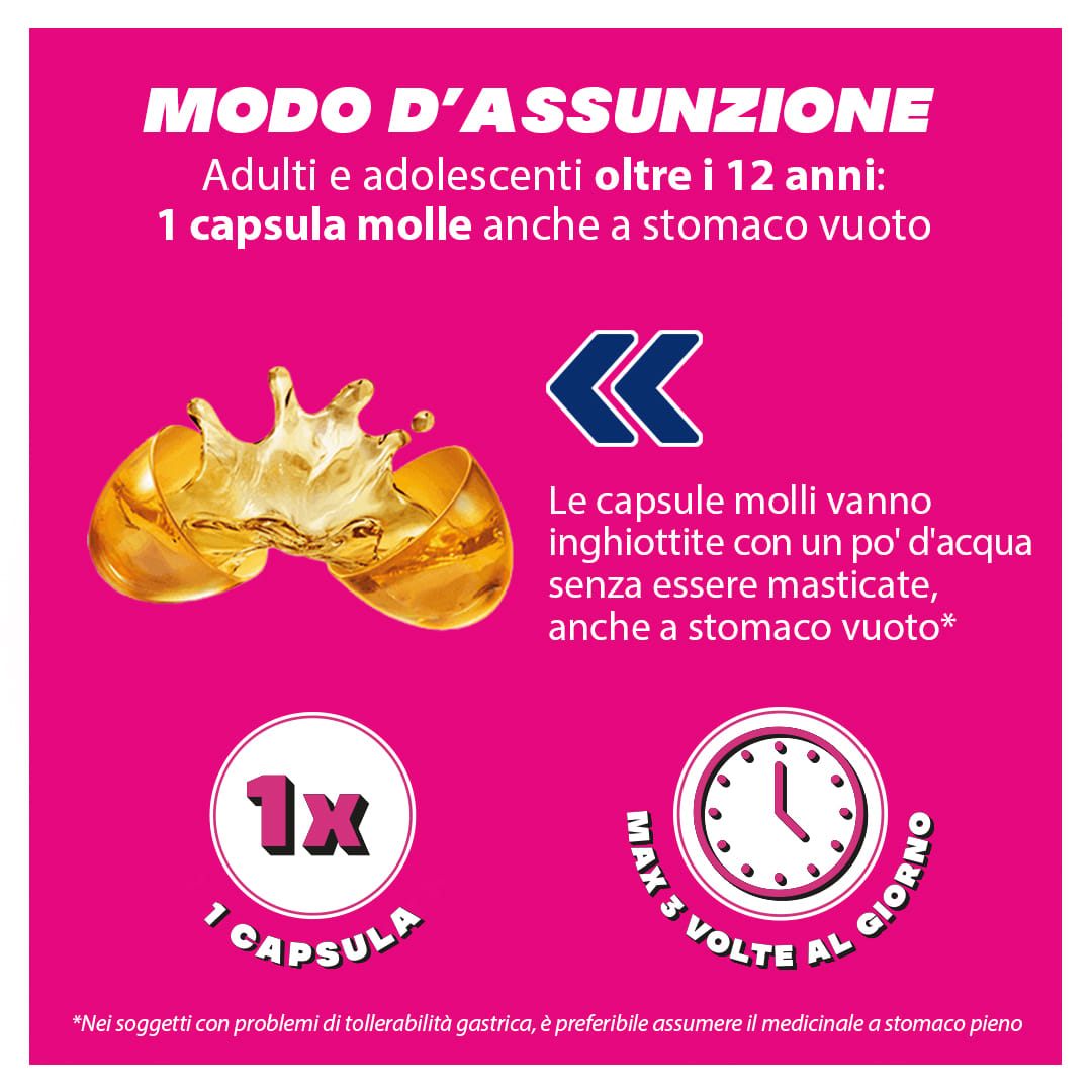 BuscofenAct 12 capsule, ibuprofene contro dolori forti da ciclo