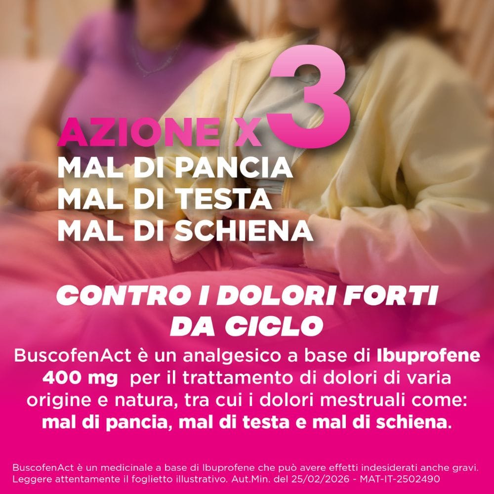 BuscofenAct 12 capsule, ibuprofene contro dolori forti da ciclo
