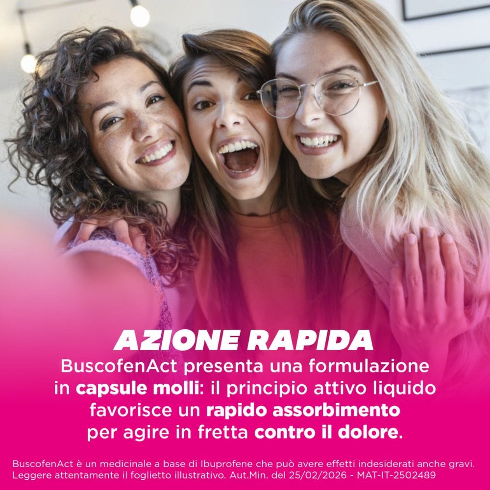 BuscofenAct 20 capsule, ibuprofene contro dolori forti da ciclo