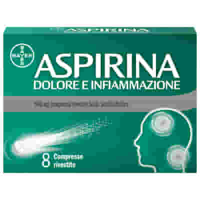 Aspirina Dolore e Infiammazione Antidolorifico Antinfiammatorio per Mal di Testa e Dolori, 8 Compresse