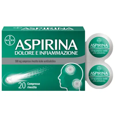 Aspirina Dolore e Infiammazione Antidolorifico Antinfiammatorio per Mal di Testa e Dolori, 20 Compresse Aspirina Dolore e Infiammazione Antidolorifico Antinfiammatorio per Mal di Testa e Dolori, 20 Compresse