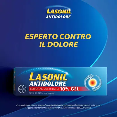 Lasonil Antidolore Gel Antidolorifico e Antinfiammatorio per Dolori Muscolari e Articolari, Tubo 120g Lasonil Antidolore Gel Antidolorifico e Antinfiammatorio per Dolori Muscolari e Articolari, Tubo 120g