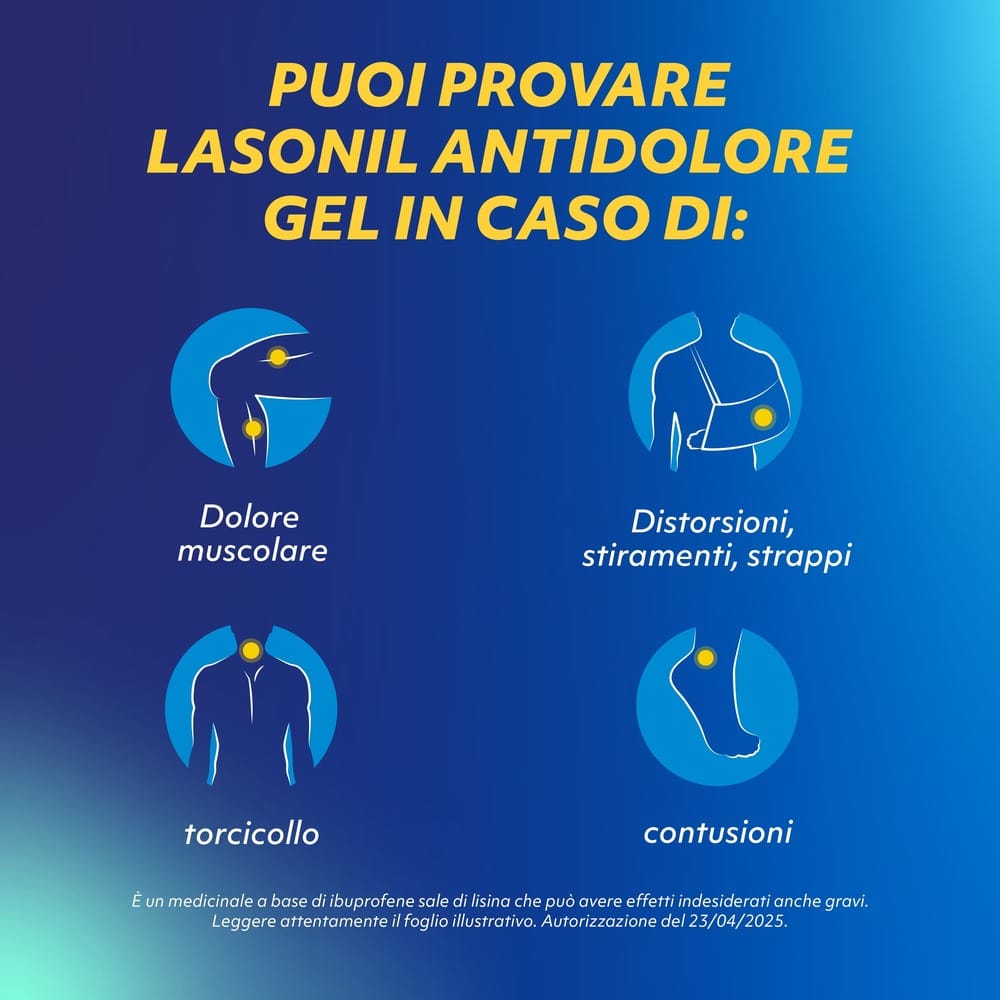 Lasonil Antidolore Gel Antidolorifico e Antinfiammatorio per Dolori Muscolari e Articolari, Tubo 120g