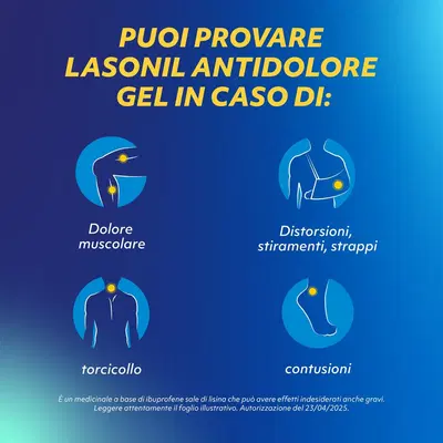 Lasonil Antidolore Gel Antidolorifico e Antinfiammatorio per Dolori Muscolari e Articolari, Tubo 120g Lasonil Antidolore Gel Antidolorifico e Antinfiammatorio per Dolori Muscolari e Articolari, Tubo 120g