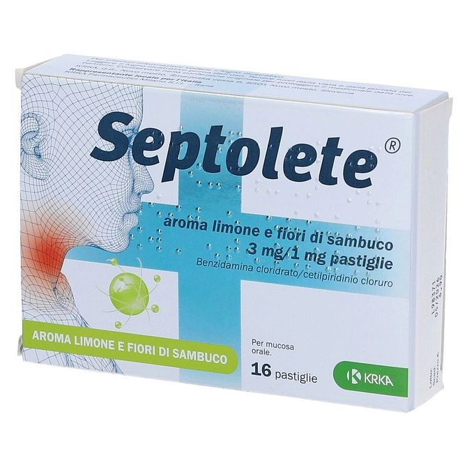 Septolete 16 Pastiglie 3 Mg + 1 Mg Aroma Limone E Fiori Di Sambuco