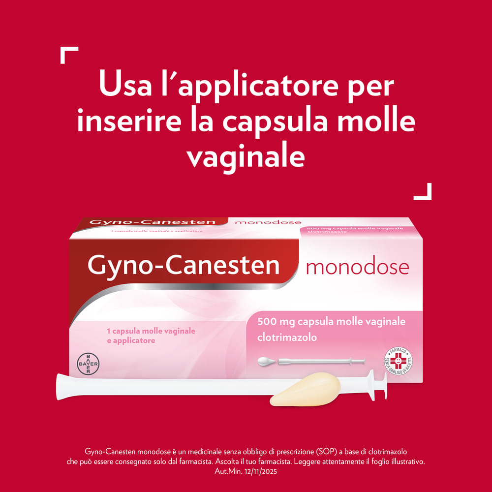 Gyno-Canesten Monodose Trattamento Sintomi Candida contro Prurito, Bruciore Intimo e Perdite, 1 Capsula molle vaginale
