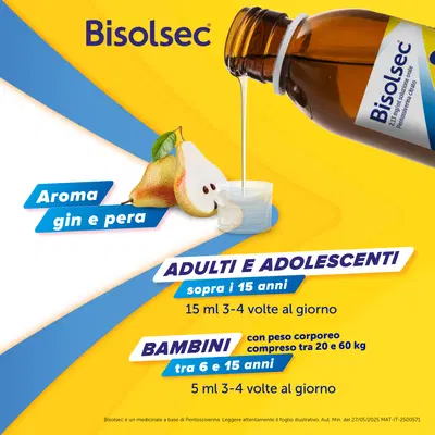Bisolsec Sciroppo Sedativo per Tosse Secca, Azione Rapida, Adulti e Bambini 6+ Bisolsec Sciroppo Sedativo per Tosse Secca, Azione Rapida, Adulti e Bambini 6+