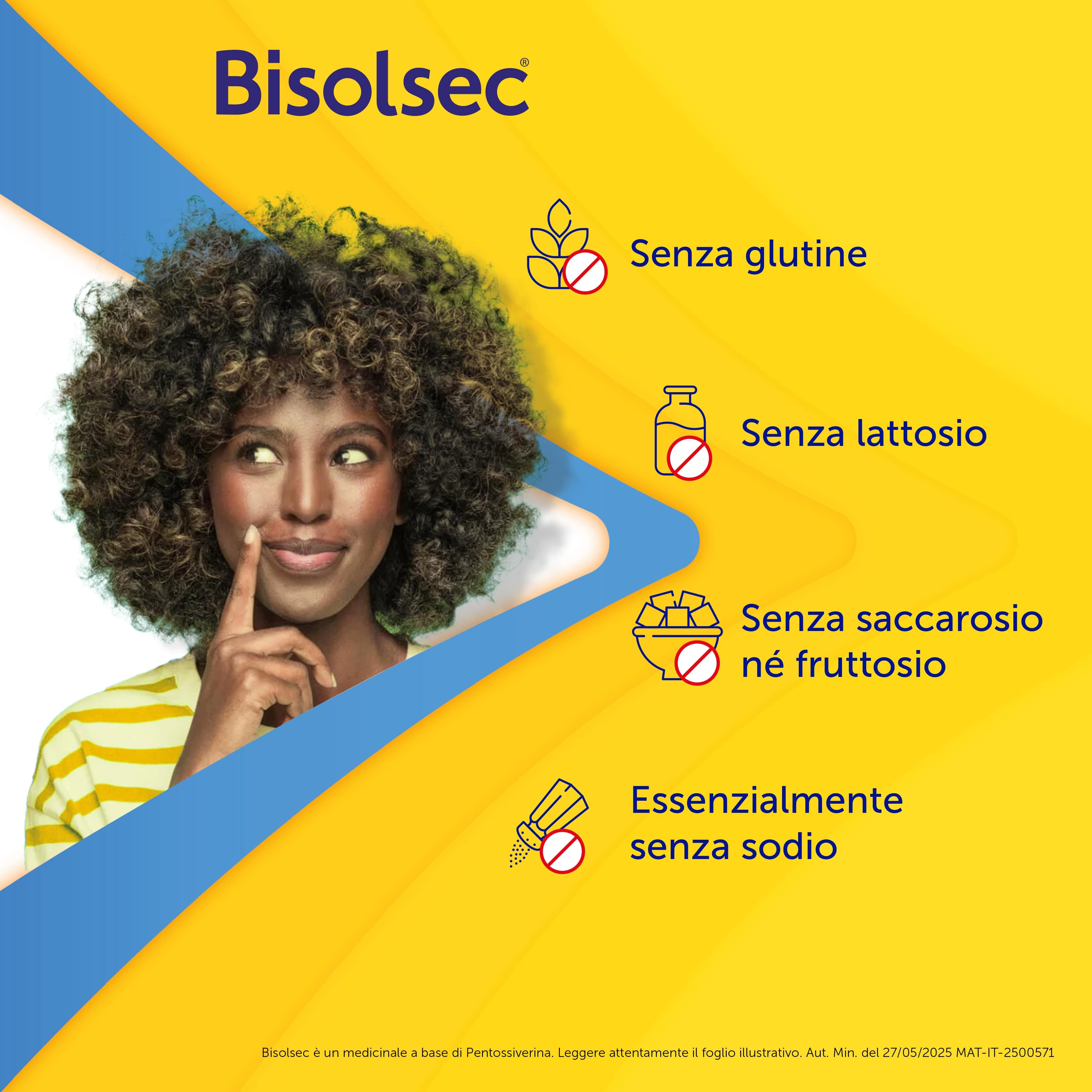 Bisolsec Sciroppo Sedativo per Tosse Secca, Azione Rapida, Adulti e Bambini 6+