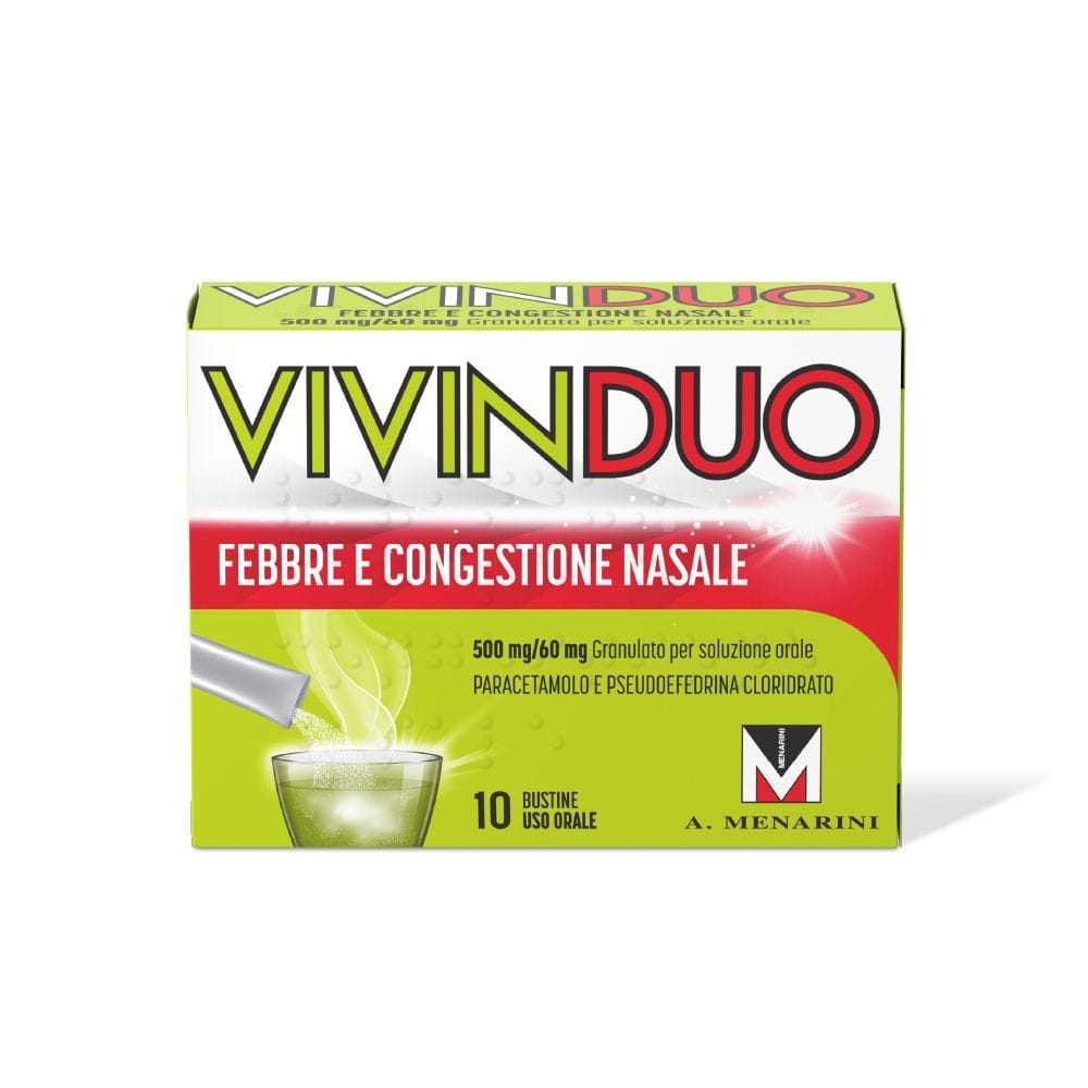 VIVINDUO FEBBRE E CONGESTIONE NASALE orale 10 bustine 500 mg +60 mg