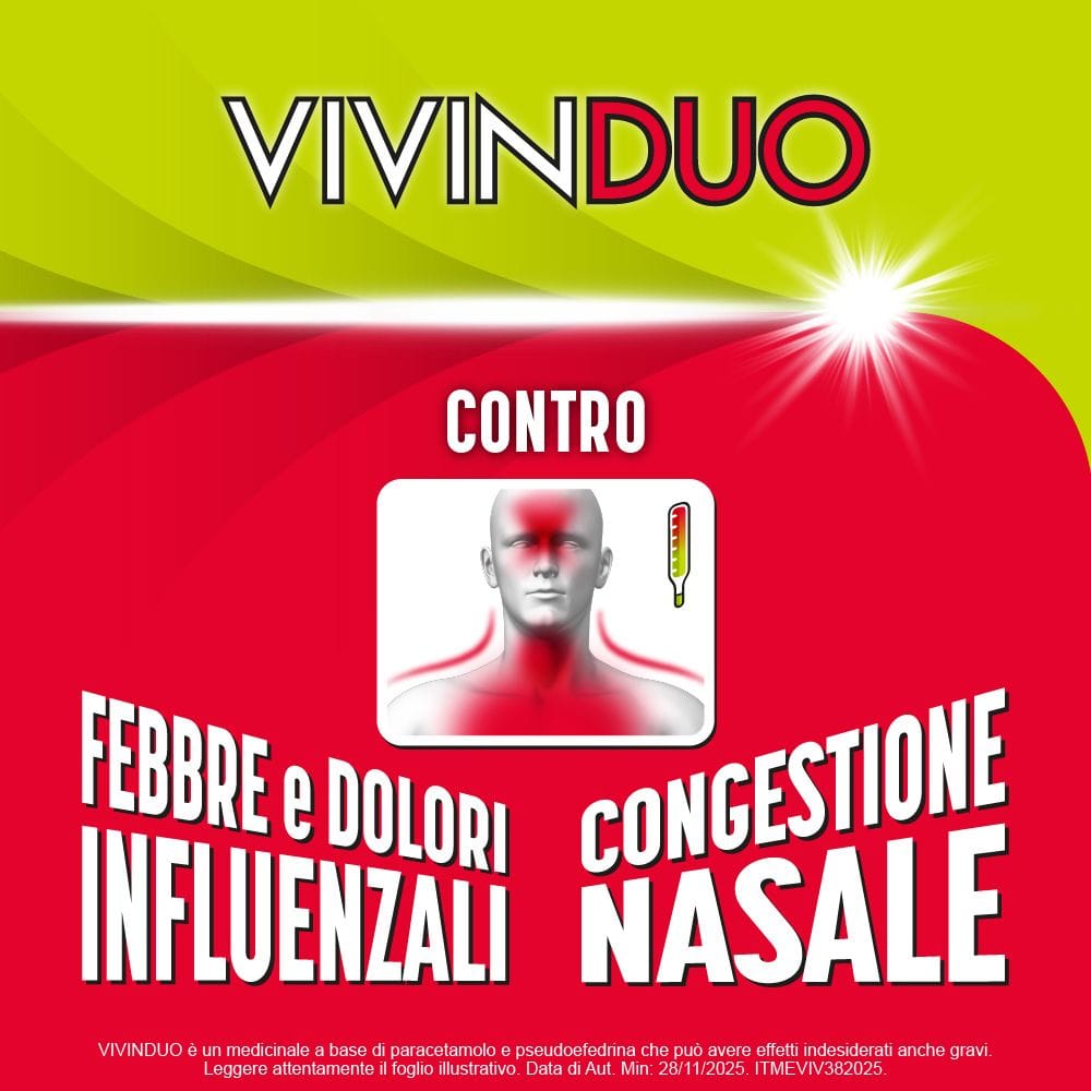 VIVINDUO FEBBRE E CONGESTIONE NASALE orale 10 bustine 500 mg +60 mg