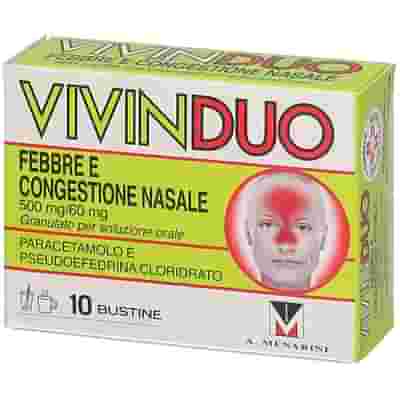 VIVINDUO FEBBRE E CONGESTIONE NASALE orale 10 bustine 500 mg +60 mg