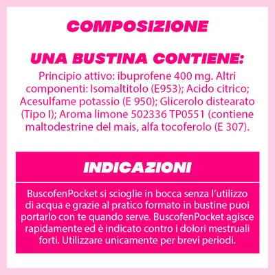 BuscofenPocket 10 bustine, ibuprofene contro dolori forti da ciclo BuscofenPocket 10 bustine, ibuprofene contro dolori forti da ciclo