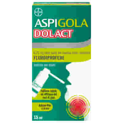 Aspi Gola Dolact Spray Antinfiammatorio e Antidolorifico per Mal di Gola Forte con Flurbiprofene, Flacone 15ml