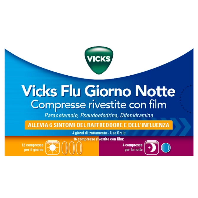 Vicks Flu Giorno Notte 12 Cpr Giorno + 4 Cpr Notte