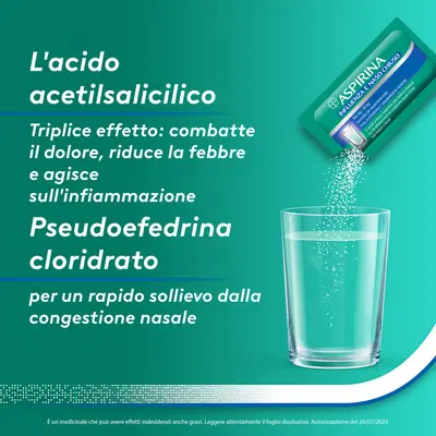Aspirina Influenza e Naso Chiuso Antidolorifico Decongestionante contro Sintomi Influenzali, 10 Buste Aspirina Influenza e Naso Chiuso Antidolorifico Decongestionante contro Sintomi Influenzali, 10 Buste