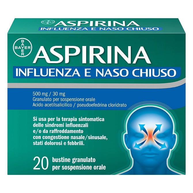 Aspirina Influenza E Naso Chiuso Antidolorifico Decongestionante Contro Sintomi Influenzali 20 Buste