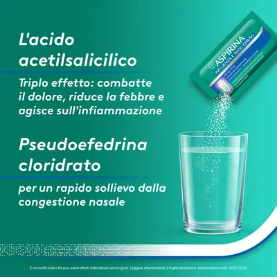 Aspirina Influenza e Naso Chiuso Antidolorifico Decongestionante contro Sintomi Influenzali, 20 Buste Aspirina Influenza e Naso Chiuso Antidolorifico Decongestionante contro Sintomi Influenzali, 20 Buste