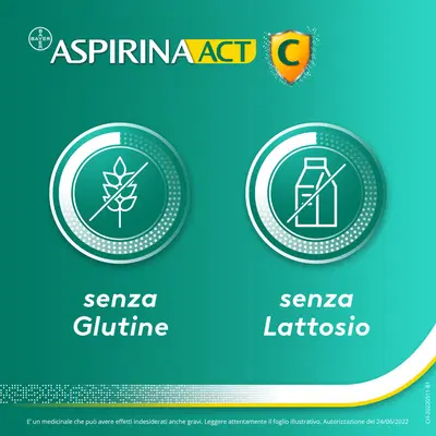 AspirinaACT C Antinfiammatorio e Antidolorifico per Febbre e Influenza con Vitamina C, 10 Compresse Effervescenti AspirinaACT C Antinfiammatorio e Antidolorifico per Febbre e Influenza con Vitamina C, 10 Compresse Effervescenti
