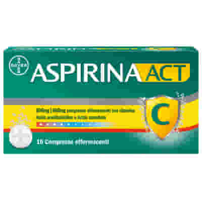 AspirinaACT C Antinfiammatorio e Antidolorifico per Febbre e Influenza con Vitamina C, 10 Compresse Effervescenti